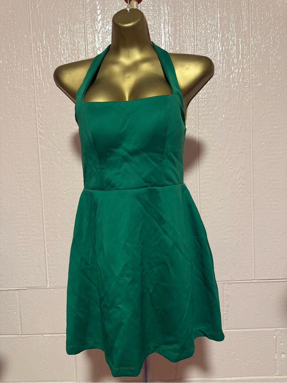 Halter Mini Dress in Emerald Green